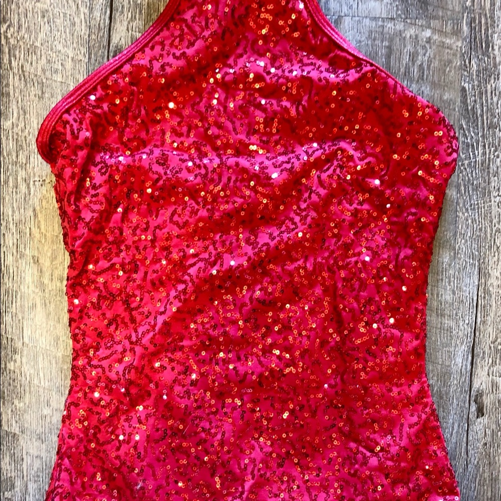 Balera Red Sequin Dance Top/Costume Size Small